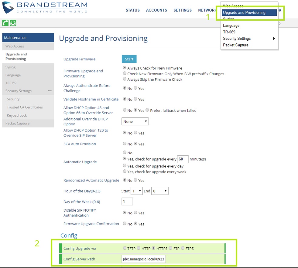 grandstream Telsome configuracion semiautomatic